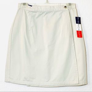 NEW Size 12 French Kuff 90s Beige Khaki Tortoiseshell Button Wrap Mini Skirt